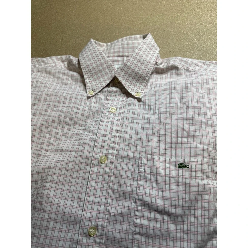 Lacoste Plaid Button Down Shirt Long‎ Sleeve Collared Casual Top Size M